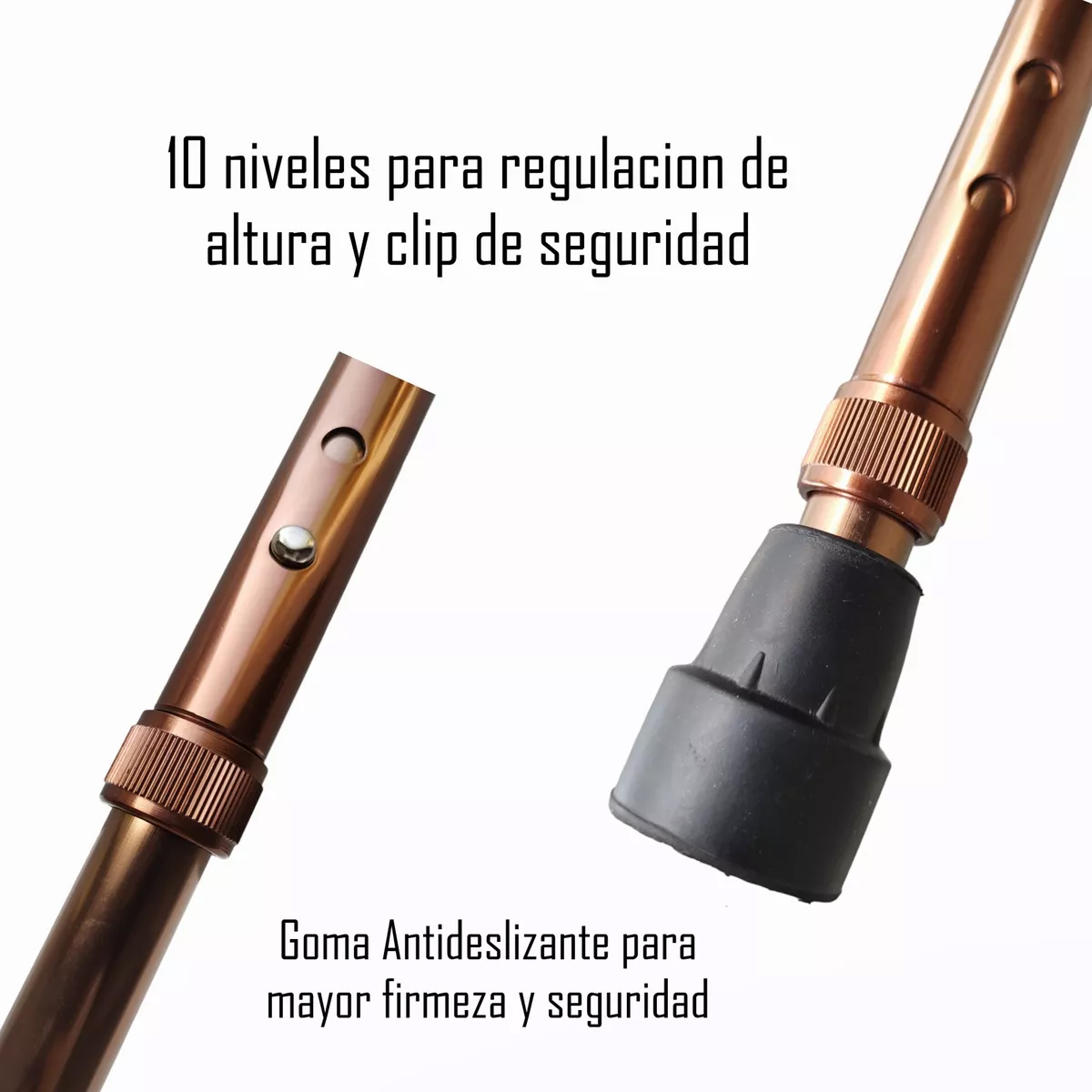 BASTÓN ORTOPÉDICO ALTURA REGULABLE MANGO TIPO T DE ALUMINIO - 3