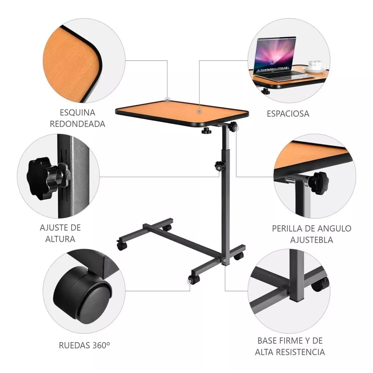 MESA RECLINABLE LATERAL 1101A HOSPITALARIO CAMA ALTURA AJUSTABLE - 2