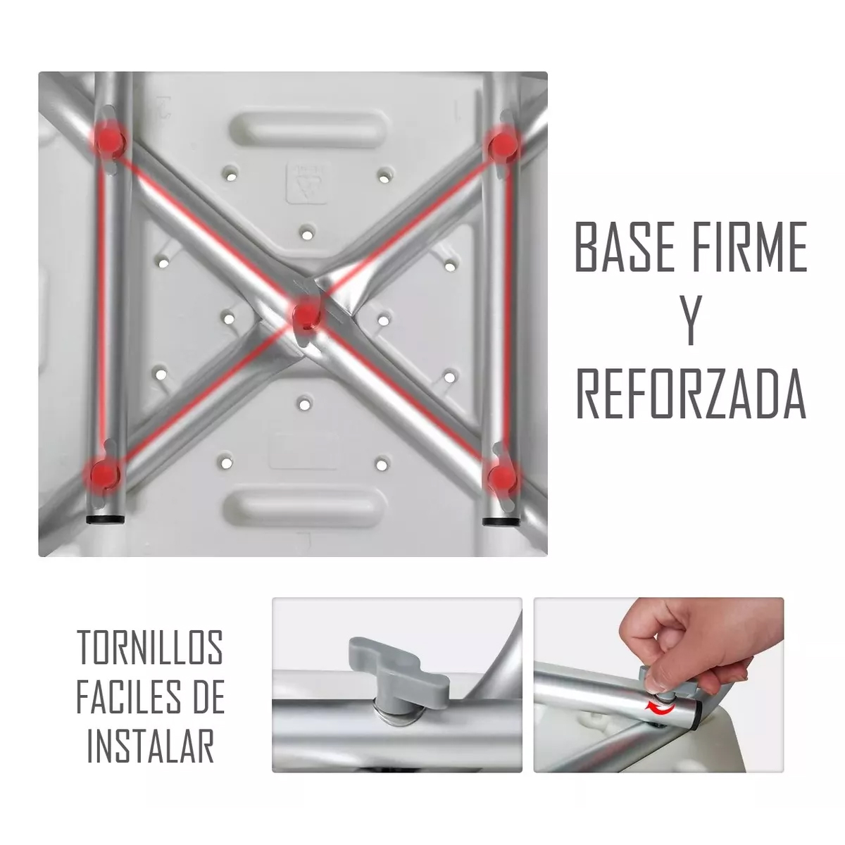 SILLA PISO DE DUCHA 301A PARA BAÑO ALTURA AJUSTABLE PORTATIL - 4
