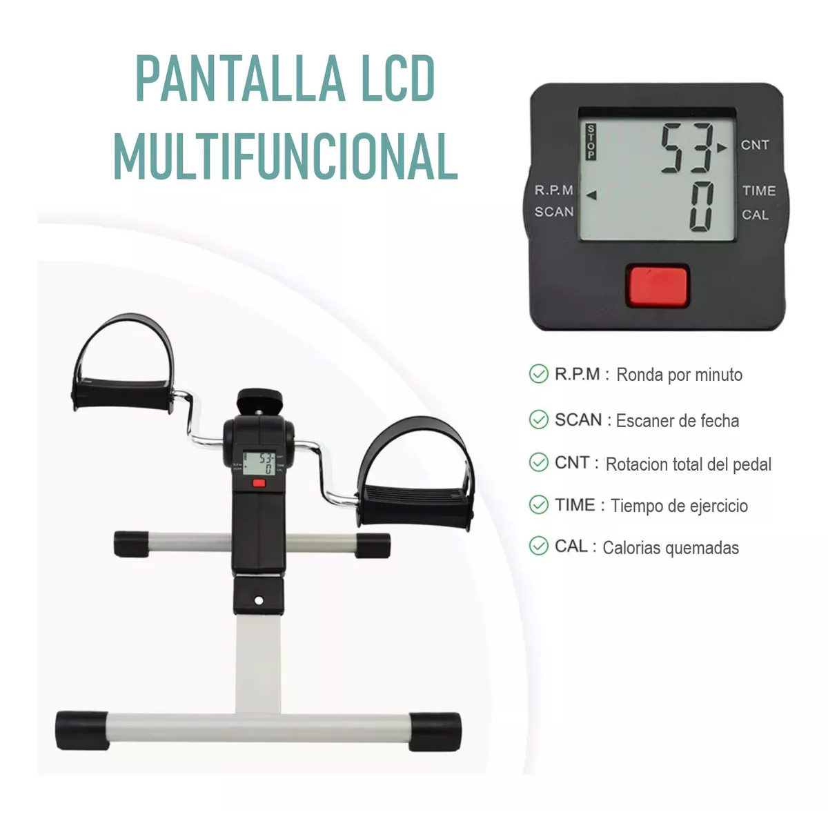 PEDALERA DE EJERCICIO 903 PANTALLA LCD EJERCITADOR PLEGABLE - 3