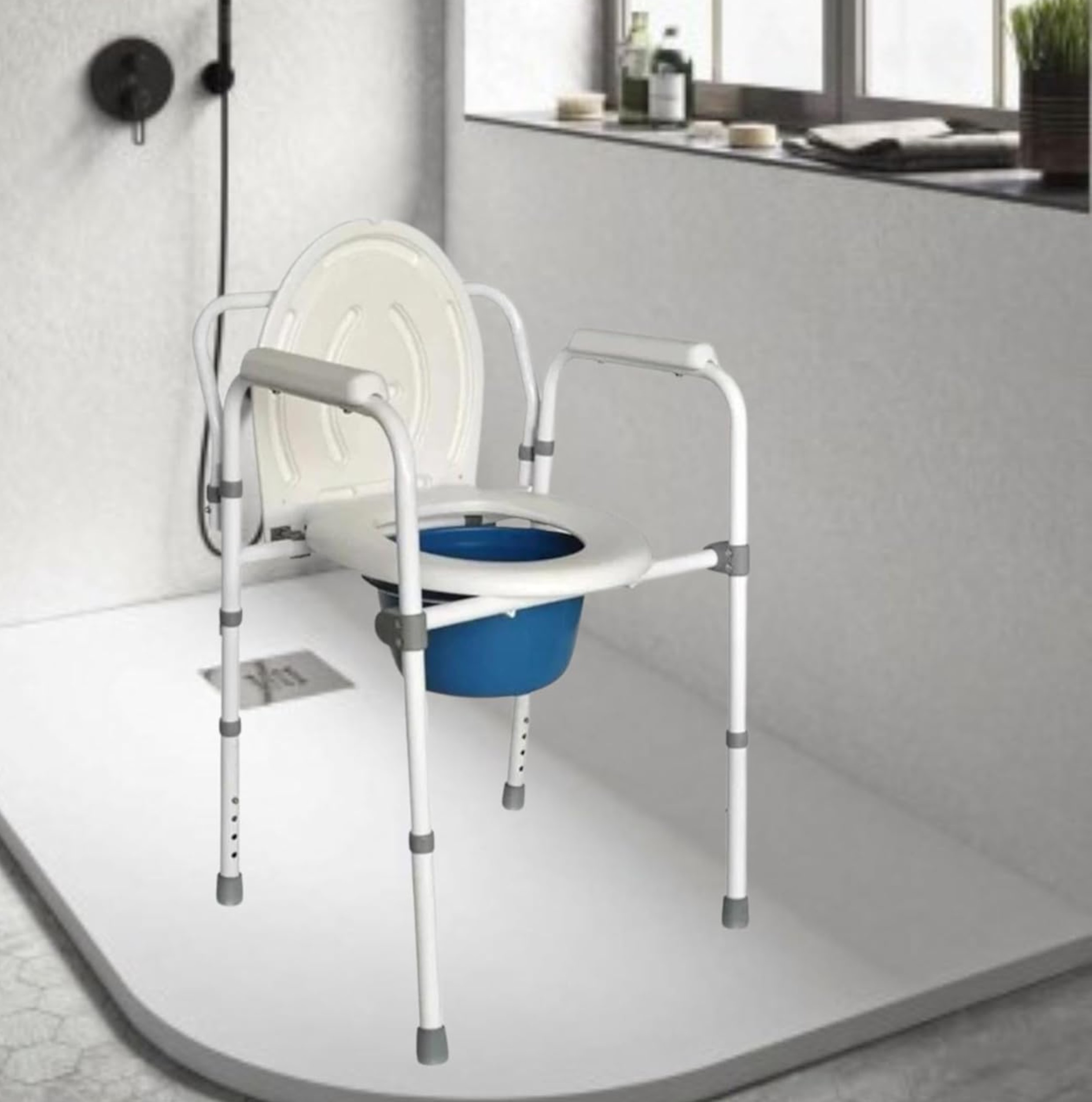 BAÑO WC PLEGABLE 6001A INODORO PORTATIL ALTURA REGULABLE CON BALDE - 3
