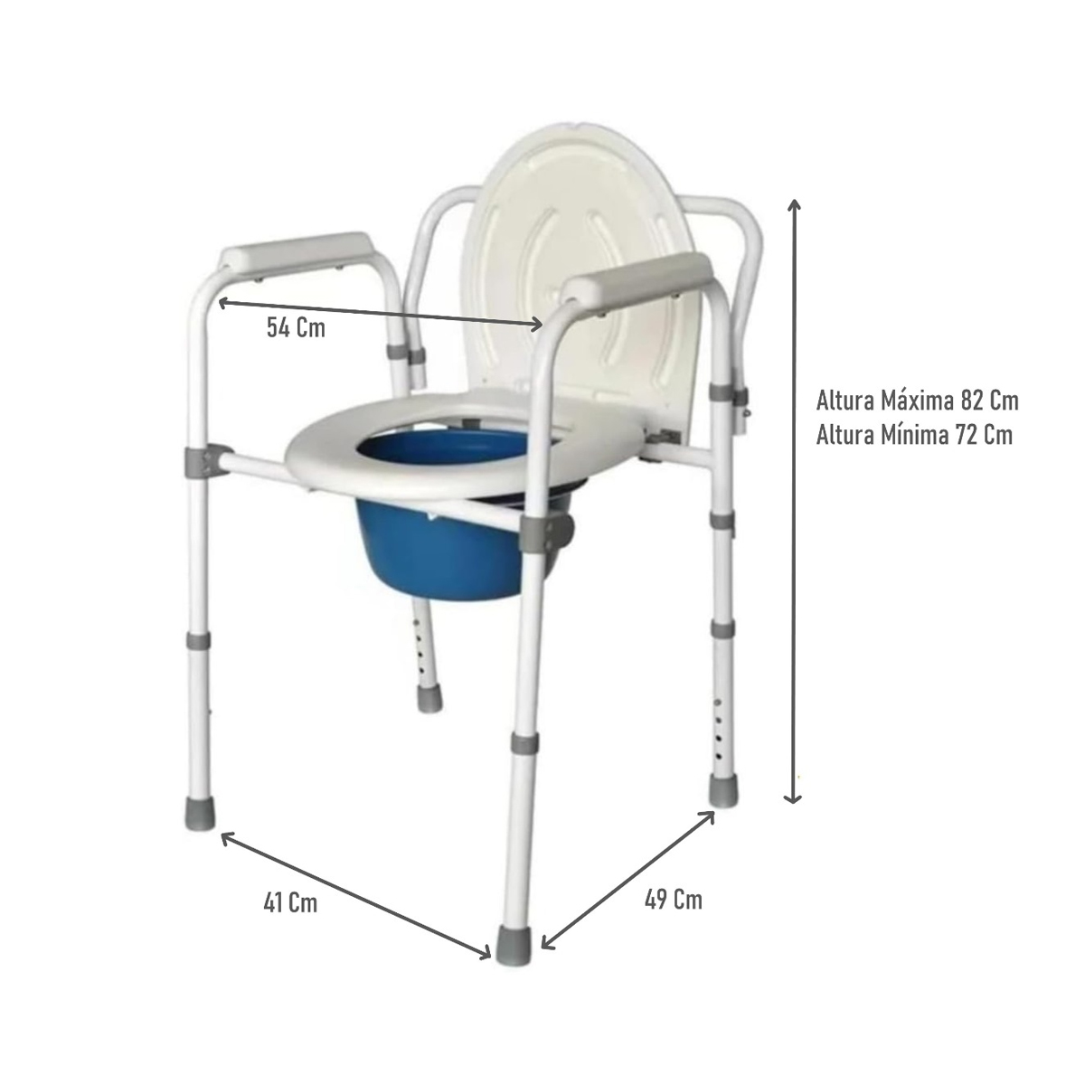 BAÑO WC PLEGABLE 6001A INODORO PORTATIL ALTURA REGULABLE CON BALDE - 5