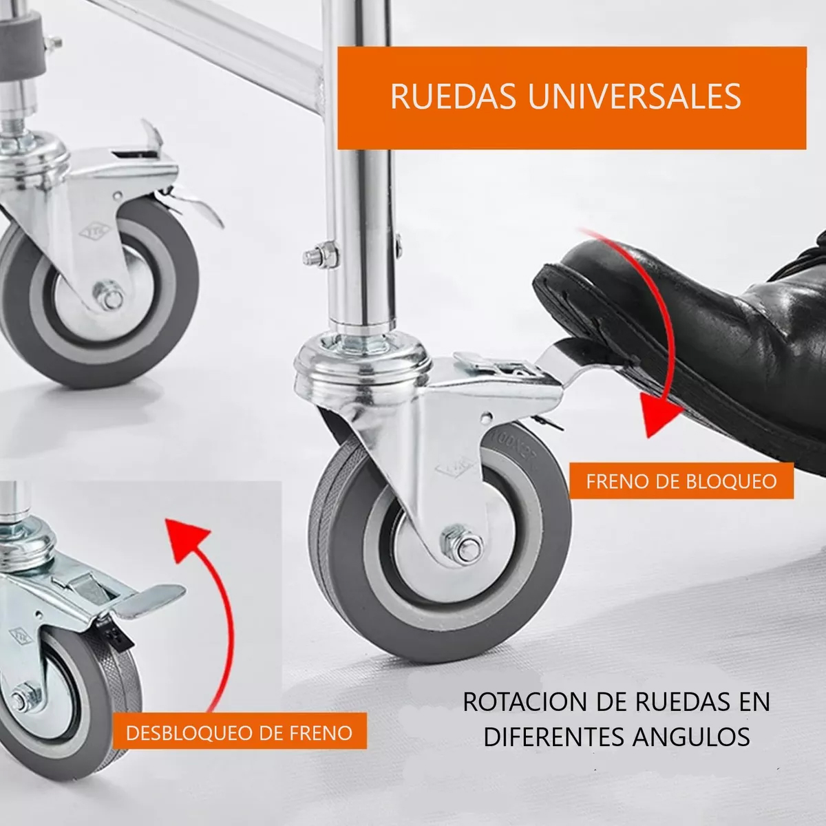 BAÑO WC INODORO ALUMINIO CON RUEDAS REPOSAPIES ABATIBLES 7002B - 3