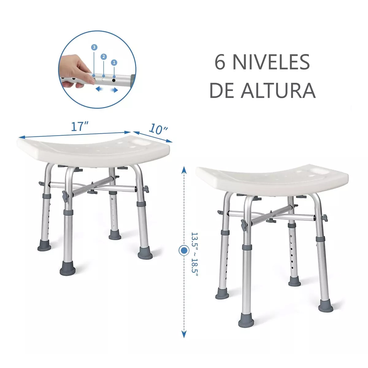 PISO SILLA DE DUCHA 201DA ALUMINIO BARIATRICO ANTIDESLIZANTE - 4