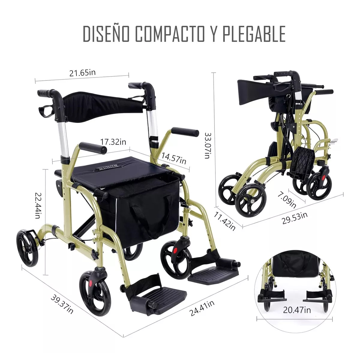 Andador Burrito Ortopédico Plegable Asiento 4 Ruedas 2 En 1 - 4