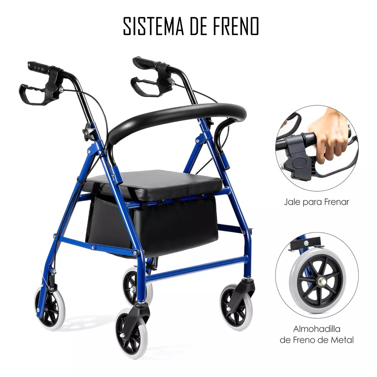 ANDADOR BURRITO PLEGABLE 4 RUEDAS CON ASIENTO FRENO Y BOLSO 3003C - 2