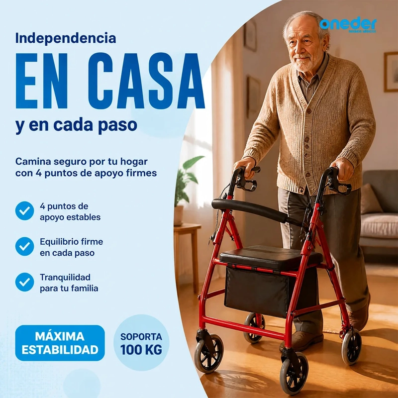 ANDADOR BURRITO ORTOPÉDICO 4 RUEDAS CON ASIENTO Y BOLSO 3004D - 9