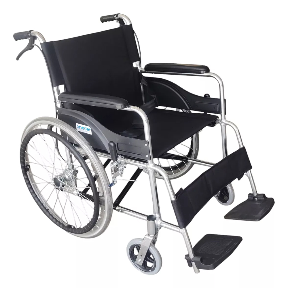 SILLA DE RUEDAS ALUMINIO LIVIANA PLEGABLE DOBLE FRENO ONEDER - 4