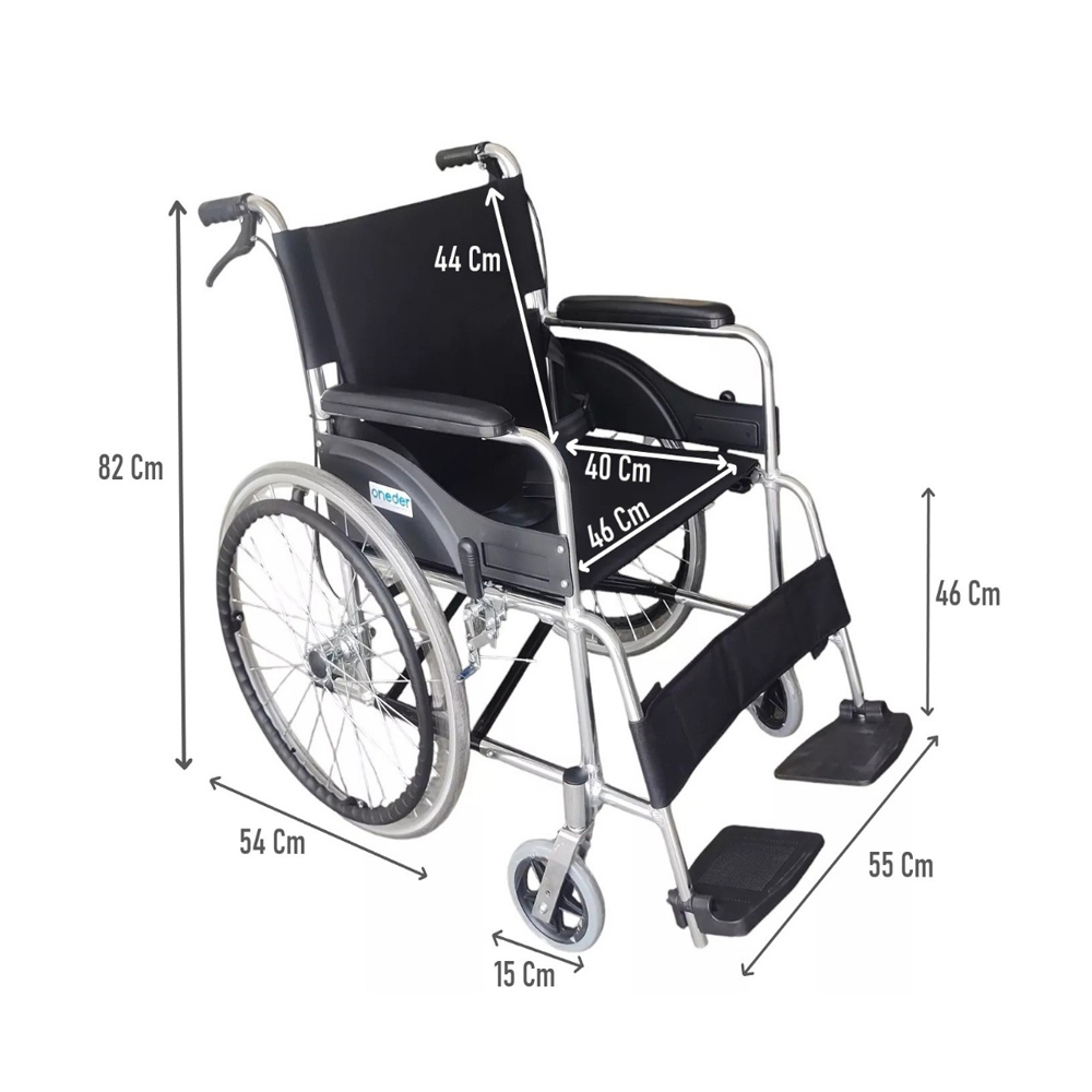 SILLA DE RUEDAS ALUMINIO LIVIANA PLEGABLE DOBLE FRENO ONEDER - 5