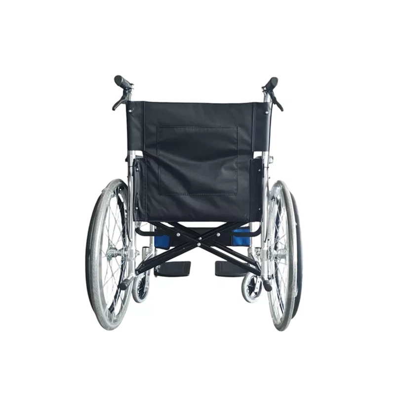 SILLA DE RUEDAS CROMADA ALUMINIO PLEGABLE DOBLE FRENO CON CINTURÓN ONEDER - 2