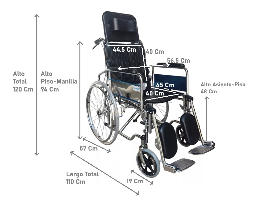Silla De Ruedas Neurológica Reclinable Tipo Camilla Plegable Oneder - 6