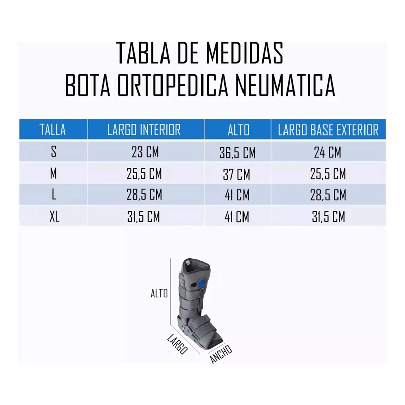 BOTA INMOVILIZADORA ORB07 ORTOPÉDICA NEUMÁTICA LARGA CON VÁLVULA DE AIRE ONEDER - 4