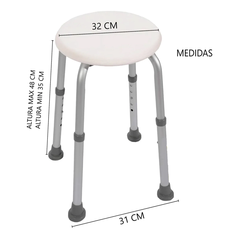 Piso Silla De Ducha Baño Ajustable Aluminio Oneder Seguridad - 2
