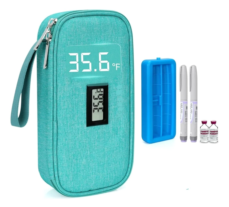 BOLSO ESTUCHE PORTA INSULINA COOLER DE MEDICAMENTOS VIAJE NEGRO ONEDER VERDE - 1