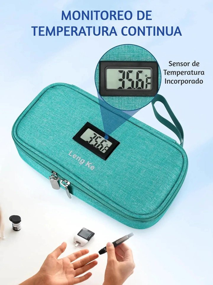 BOLSO ESTUCHE PORTA INSULINA COOLER DE MEDICAMENTOS VIAJE NEGRO ONEDER VERDE - 6