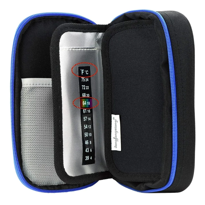BOLSO PORTATIL ESTUCHE DE VIAJE PORTA INSULINA REFRIGERANTE TELA NEGRO - 1
