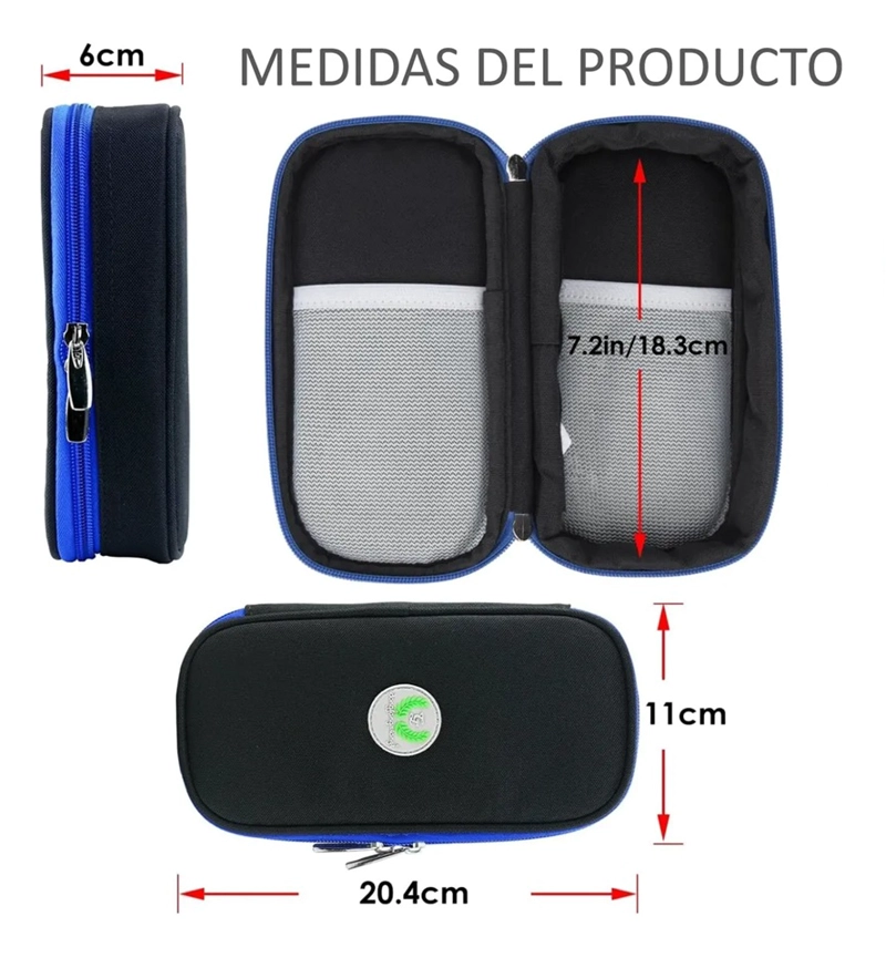 BOLSO PORTATIL ESTUCHE DE VIAJE PORTA INSULINA REFRIGERANTE TELA NEGRO - 2