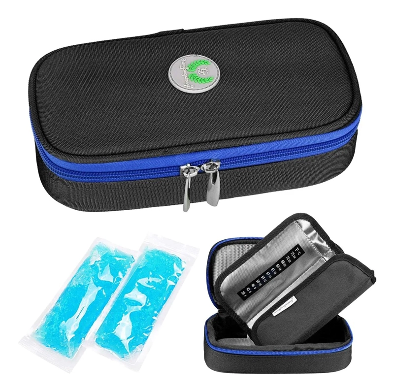 BOLSO PORTATIL ESTUCHE DE VIAJE PORTA INSULINA REFRIGERANTE TELA NEGRO - 4