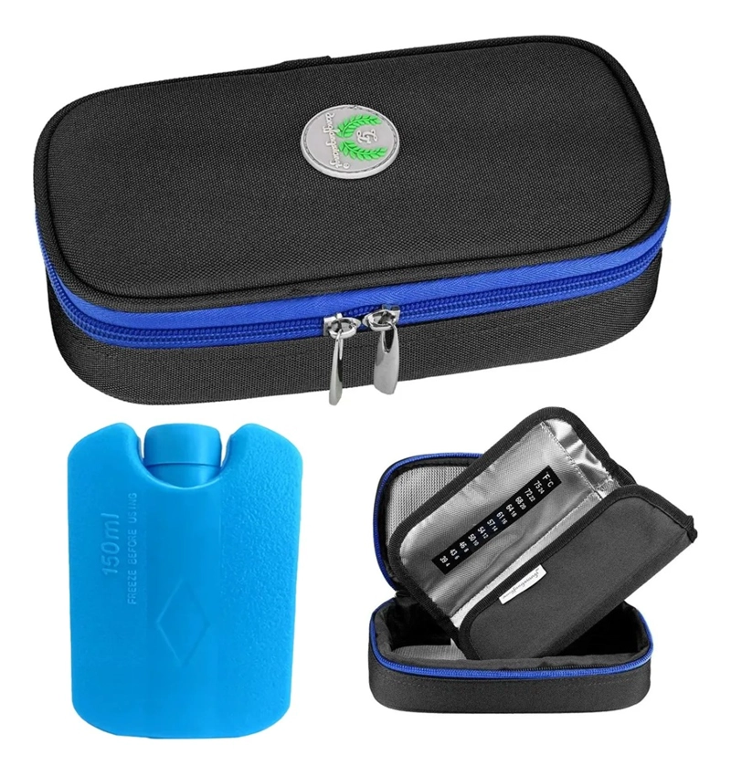 BOLSO ESTUCHE DE VIAJE PORTATIL PARA INSULINA O MEDICAMENTO NEGRO - 1