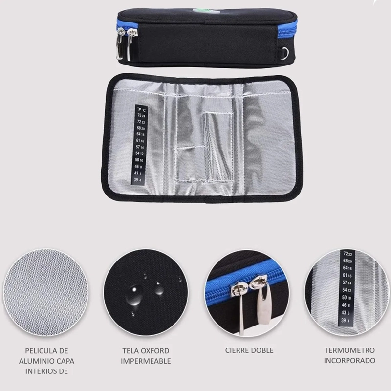 BOLSO ESTUCHE DE VIAJE PORTATIL PARA INSULINA O MEDICAMENTO NEGRO - 3