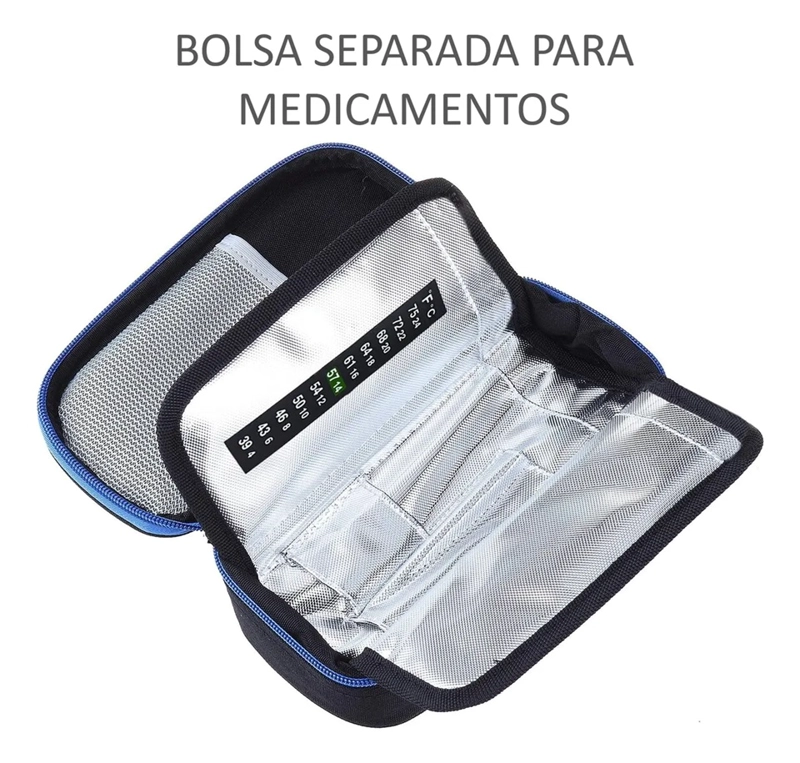 BOLSO ESTUCHE DE VIAJE PORTATIL PARA INSULINA O MEDICAMENTO NEGRO - 6