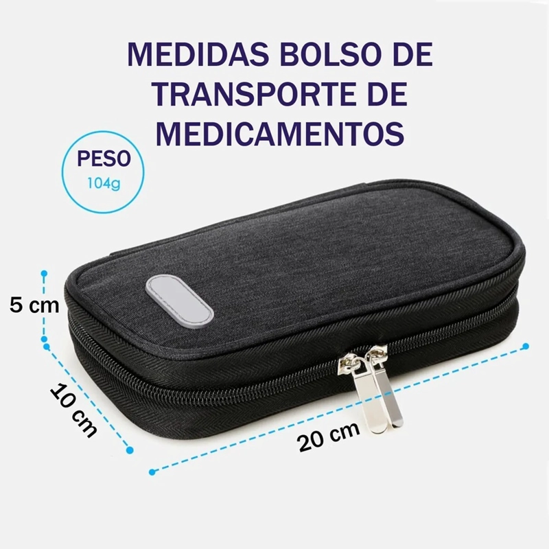 BOLSO PARA VIAJE ESTUCHE PORTA INSULINA COOLER PARA TRASLADO ONEDER NEGRO - 2