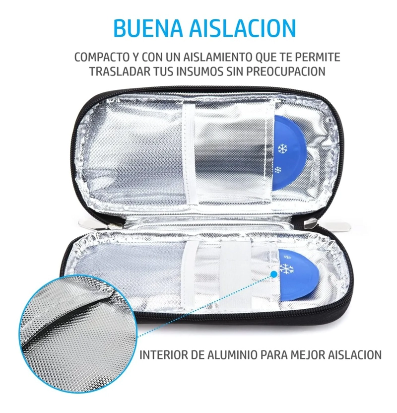 BOLSO PARA VIAJE ESTUCHE PORTA INSULINA COOLER PARA TRASLADO ONEDER NEGRO - 6