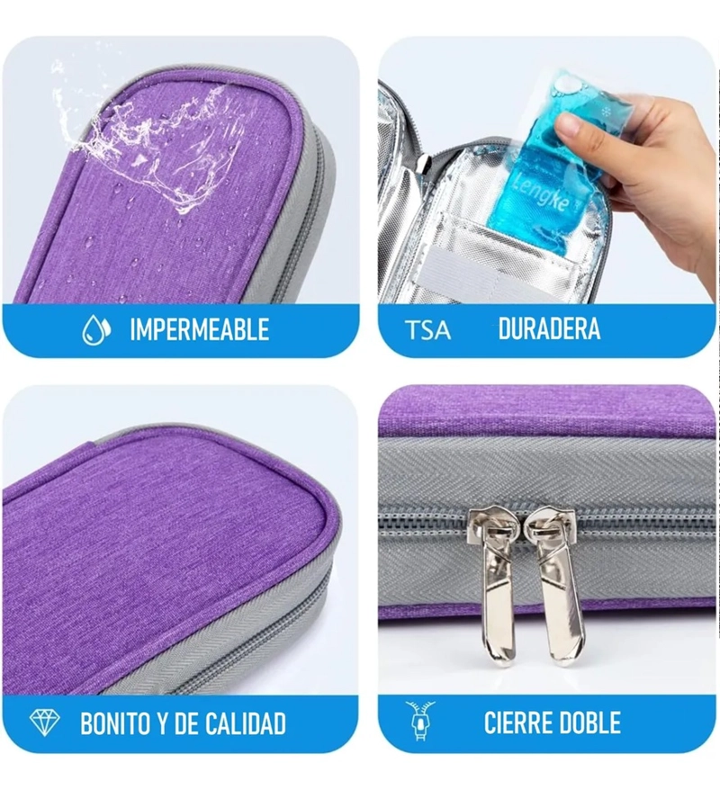 BOLSO PARA VIAJE ESTUCHE PORTA INSULINA COOLER PARA TRASLADO ONEDER MORADO - 3