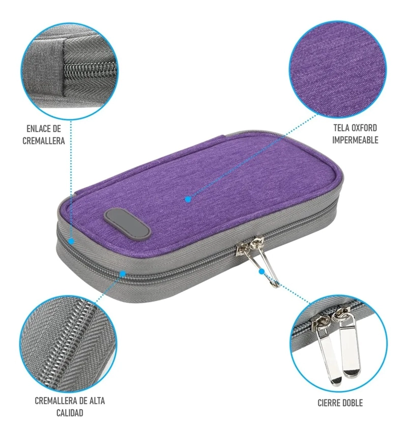 BOLSO PARA VIAJE ESTUCHE PORTA INSULINA COOLER PARA TRASLADO ONEDER MORADO - 4