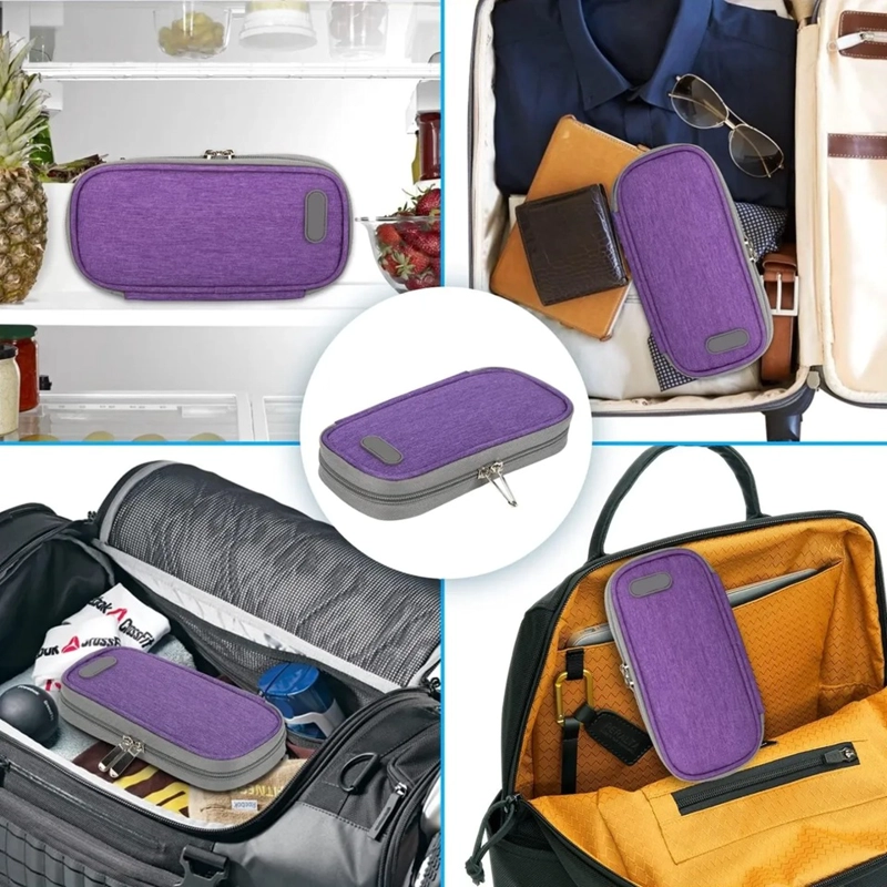BOLSO PARA VIAJE ESTUCHE PORTA INSULINA COOLER PARA TRASLADO ONEDER MORADO - 6