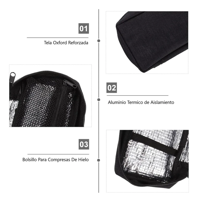 ENFRIADOR ESTUCHE VIAJE DIABE TICOS,BOLSA ENFRIADORA MEDICINA NEGRO - 4