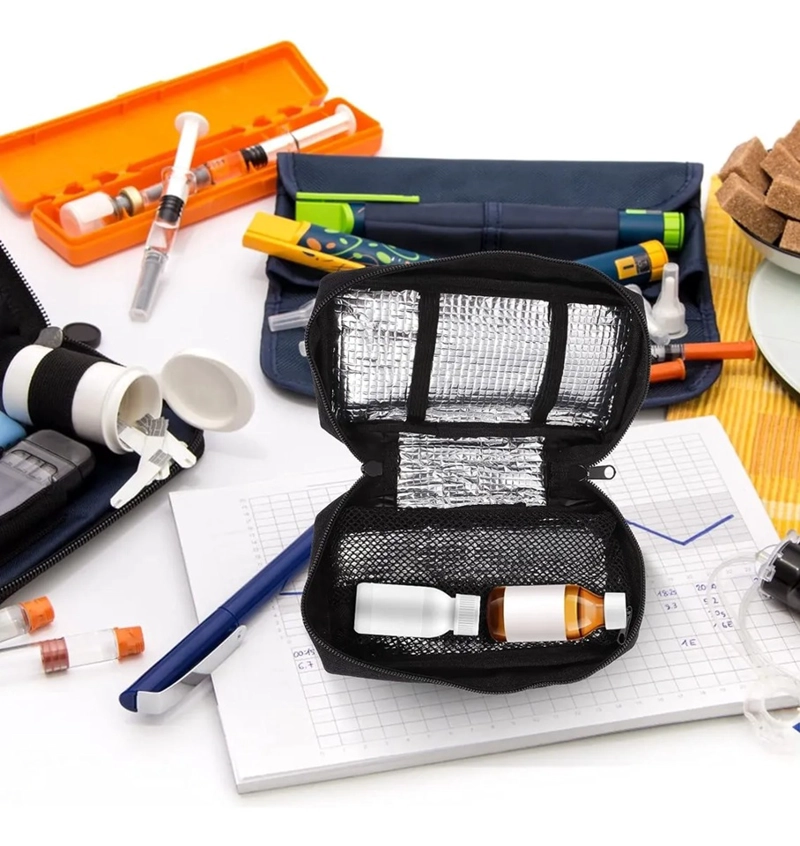 ENFRIADOR ESTUCHE VIAJE DIABE TICOS,BOLSA ENFRIADORA MEDICINA NEGRO - 6