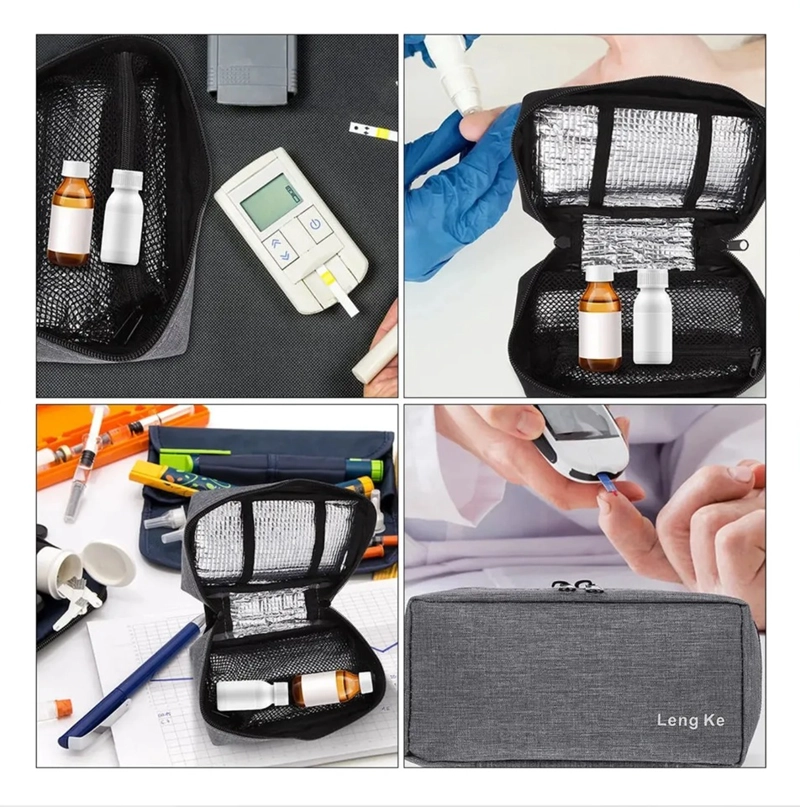 ENFRIADOR ESTUCHE VIAJE DIABE TICOS,BOLSA ENFRIADORA MEDICINA ONEDER GRIS - 4