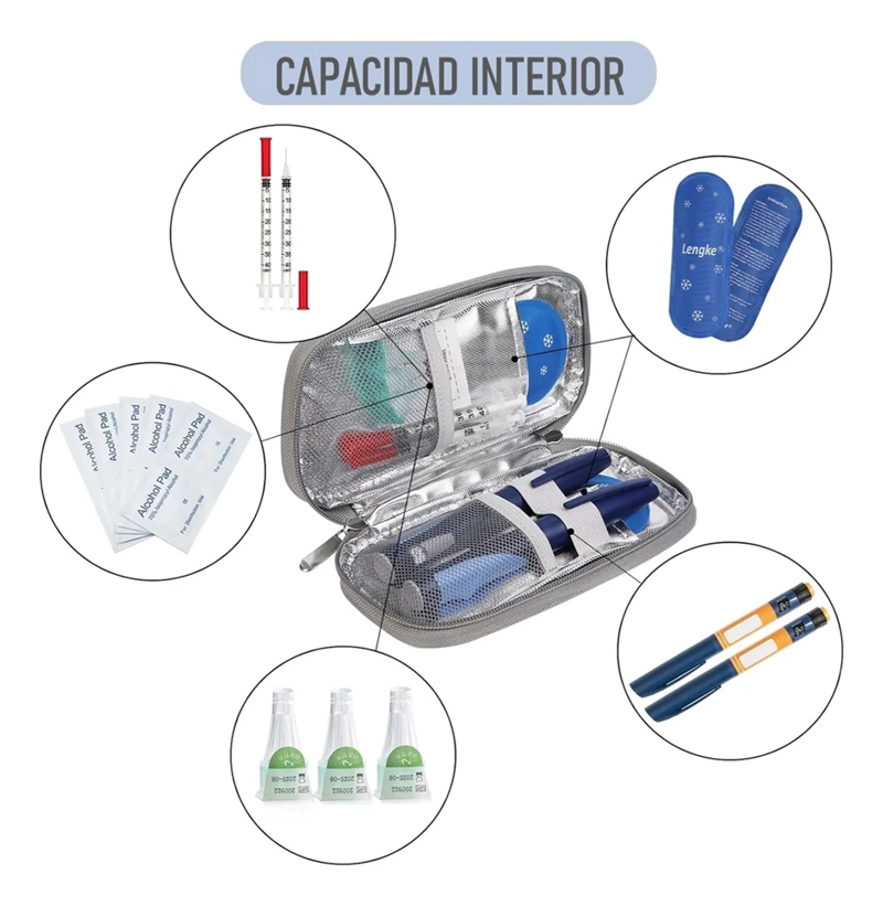 BOLSO ESTUCHE PORTA INSULINA REFRIGERANTE COOLER MEDICAMENTO MARMOL VERDE - 3