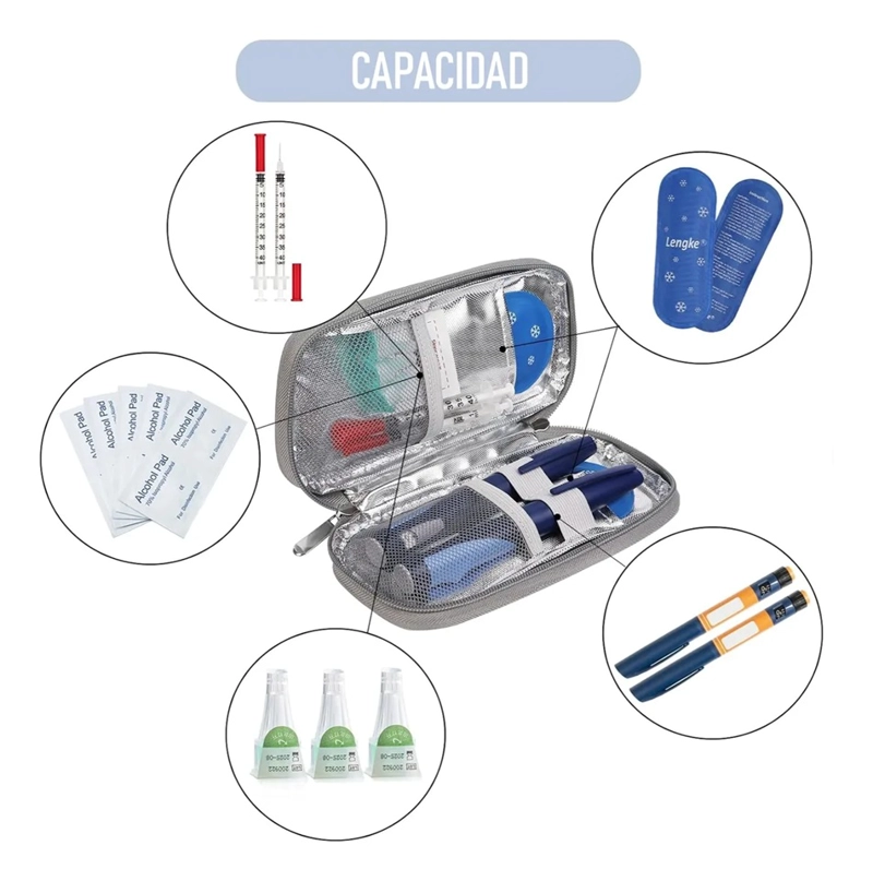 BOLSO ESTUCHE PORTA INSULINA REFRIGERANTE COOLER MEDICAMENTO MARMOL AZUL - 3
