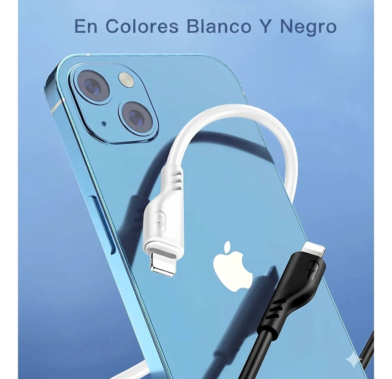 CABLE DE DATOS USB 2.4A COMPATIBLE CON IPHONE LARGO 1.2 MT - 2