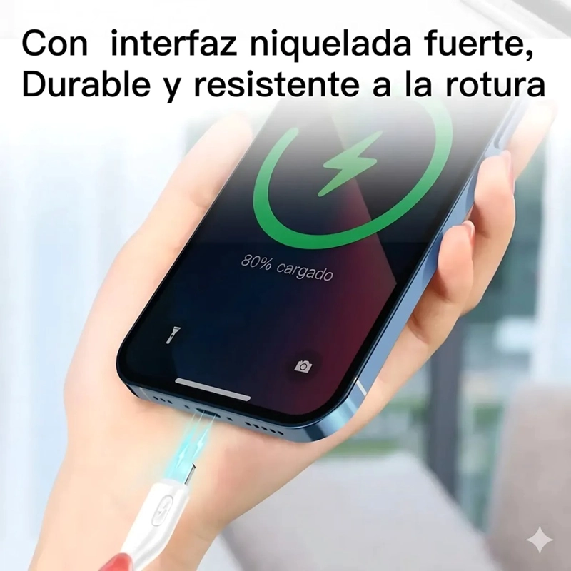 CABLE DE DATOS USB 2.4A COMPATIBLE CON IPHONE LARGO 1.2 MT - 4
