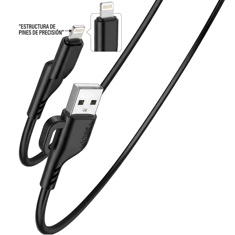 CABLE DE DATOS USB 2.4A COMPATIBLE CON IPHONE LARGO 1.2 MT - 7