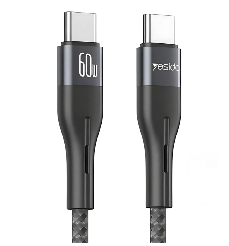 CABLE USB TIPO C A USB C LARGO 1 METRO 60W PARA IPHONE SAMSUNG YESIDO CA156 NEGRO - 1