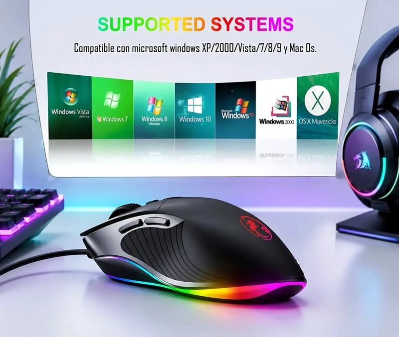 KIT GAMER IMICE MOUSE X6 3200 DPI + MOUSEPAD RGB 35X25 CM - 4