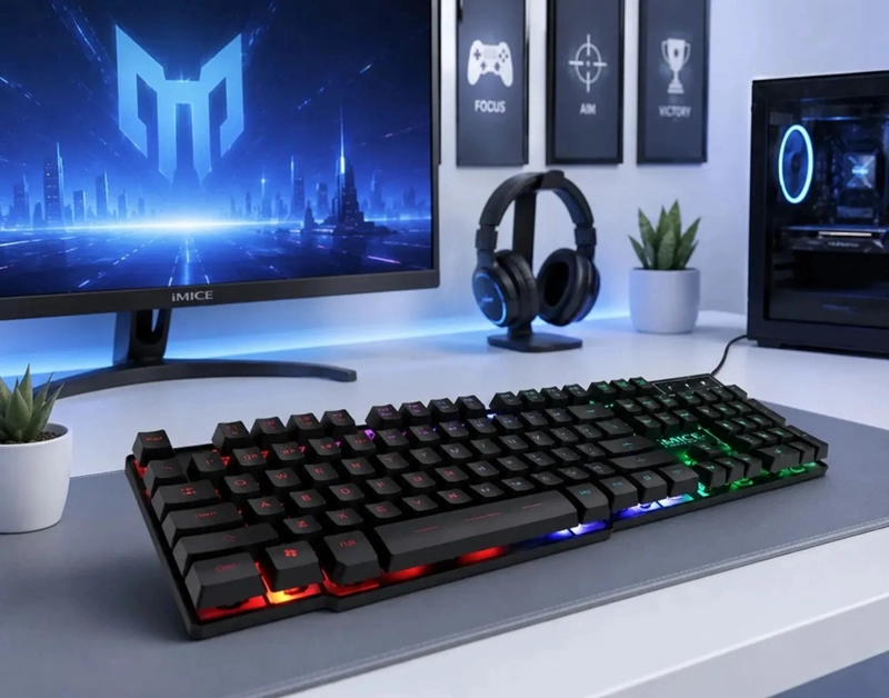 KIT GAMER PREMIUM IMICE TECLADO AK-600 + MOUSE X6 6400 DPI TECLADO NEGRO - 4