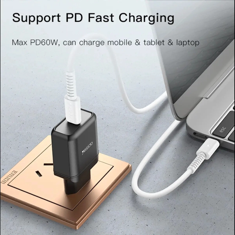 CABLE USB TIPO C A TIPO C 60W LARGO 1 METRO YESIDO CA154 BLANCO - 2