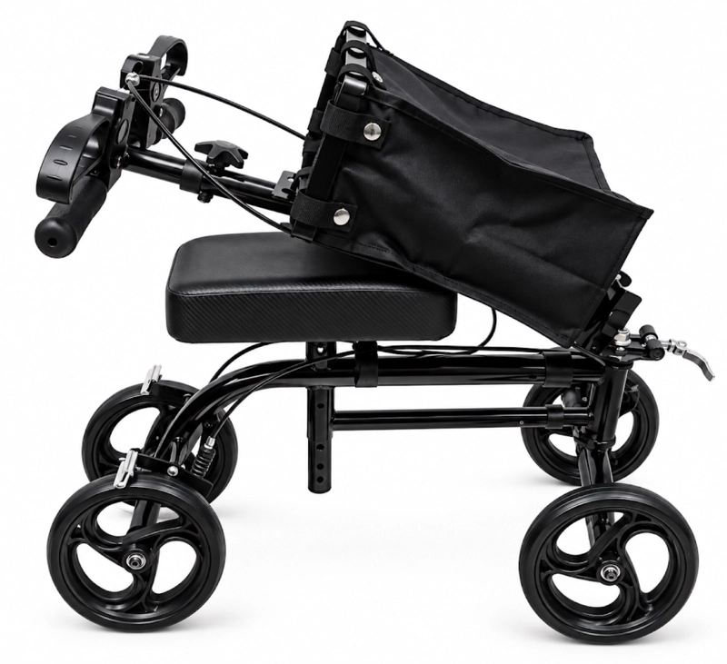 ANDADOR DE RODILLA SCOOTER ORTOPEDICO PLEGABLE CON FRENO DE MANO Y BOLSO NEGRO 9007AB - 6