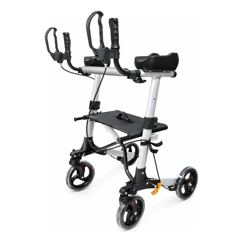 ANDADOR BURRITO ORTOPEDICO VERTICAL PLEGABLE CON APOYO DE ANTEBRAZOS ASIENTO Y FRENOS GRIS 1003C - 2