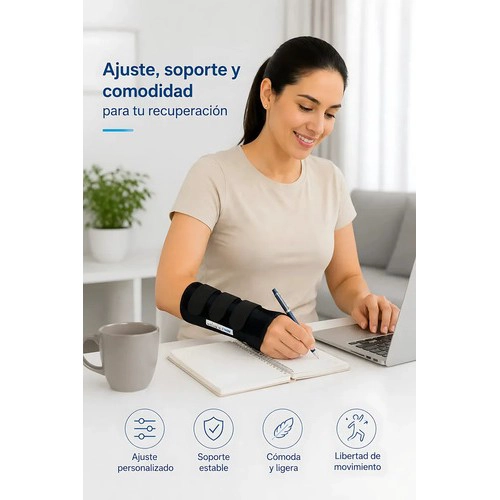 MUÑEQUERA INMOVILIZADORA TUNEL CARPIANO TENDINITIS MANO IZQUIERDA TALLA M NEGRO - 6