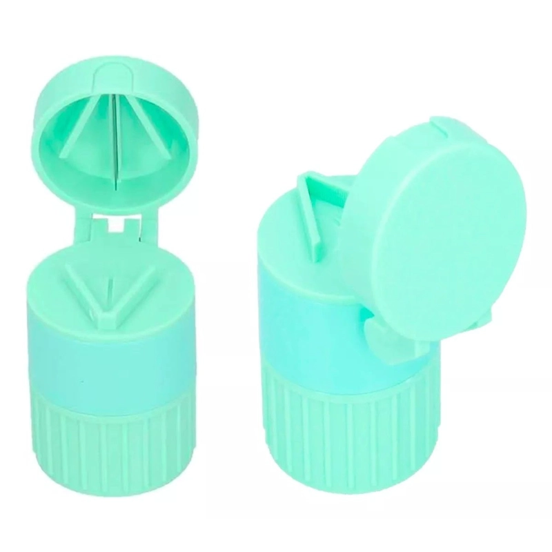 CONTENEDOR, CORTADOR Y MOLEDOR DE PASTILLAS 4 EN 1 VERDE - 6