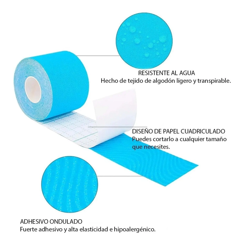 VENDA KINESIOLOGICA DE 5 CM X 5 MTS CINTA TAPE NEUROMUSCULAR ROJO - 3