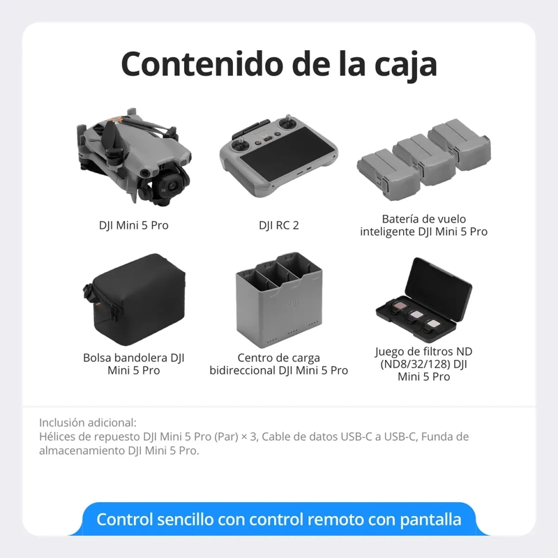 DRON CON CAMARA DJI MINI 5 PRO FLY MORE COMBO (DJI RC2) - 6