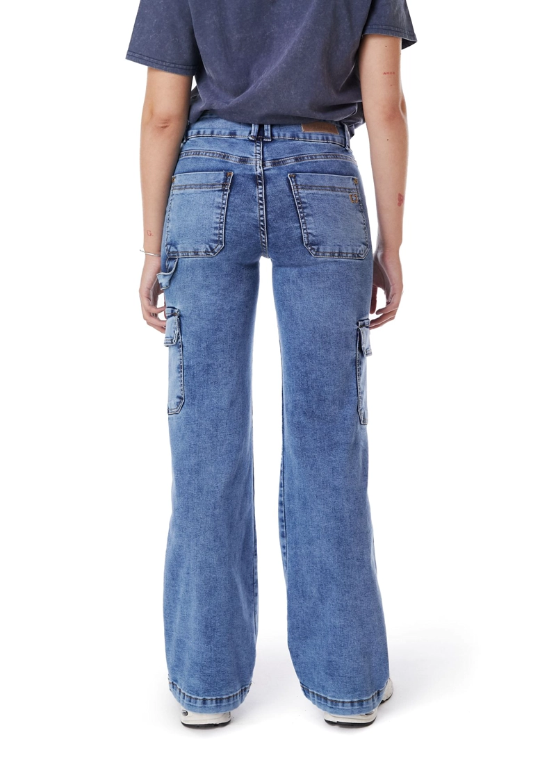JEANS STRAIGHT FIT MUJER EFESIS AZUL NAOS PALAZZO CARGO - 3