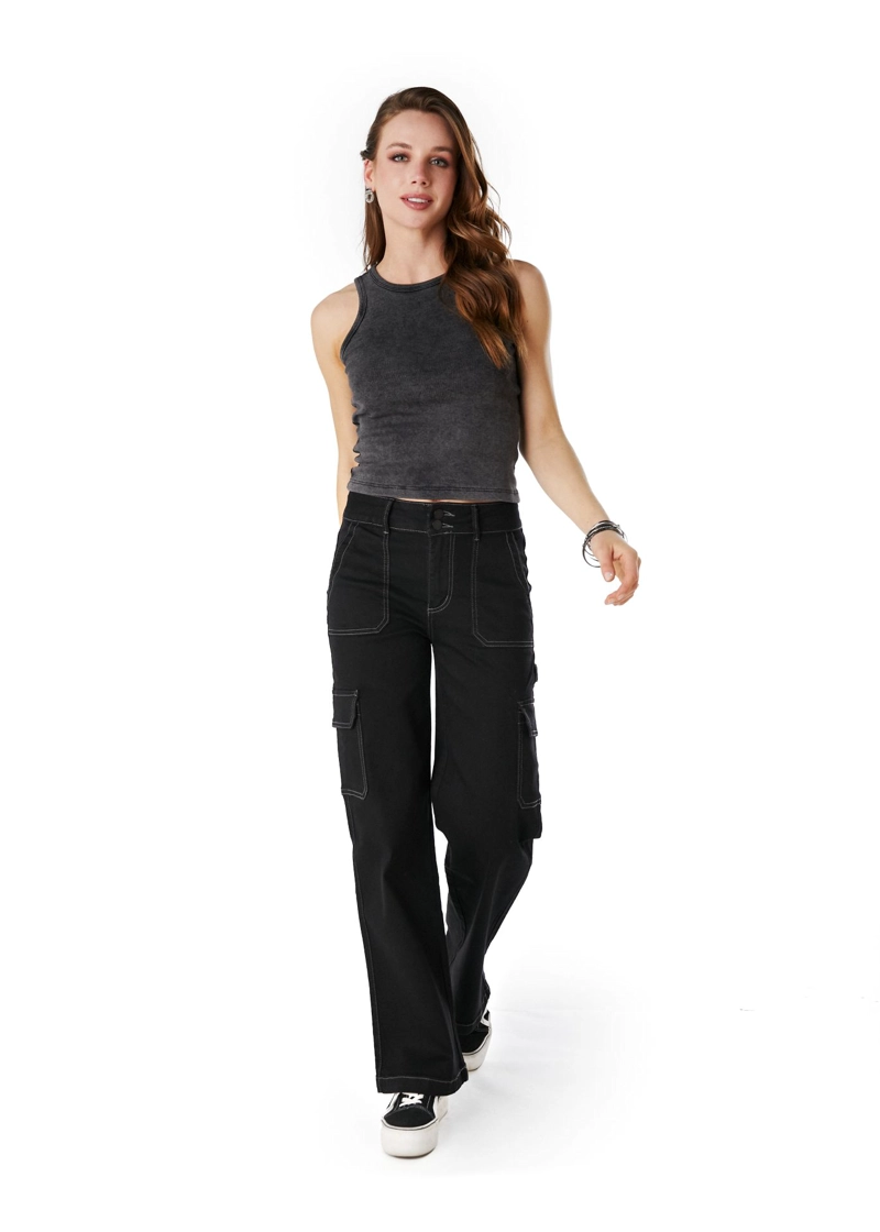 JEANS NAOS PALAZZO CARGO HILO CONTRATONO NEGRO EFESIS | EFESIS - 1